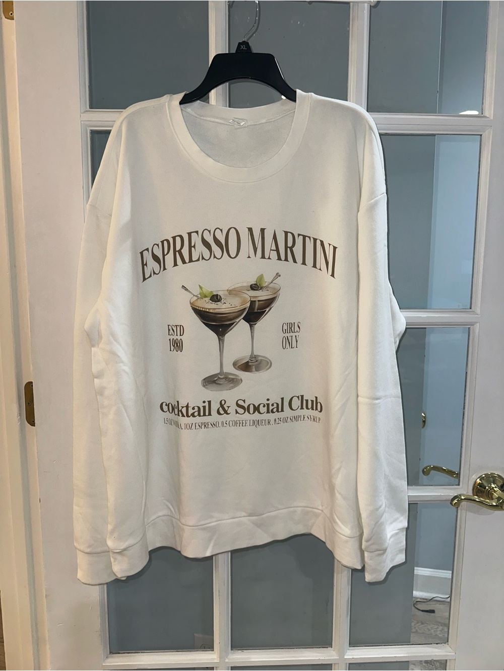 Womens White Long sleeve Espresso Martini Cocktail Social Club Sweatshirt 3XL